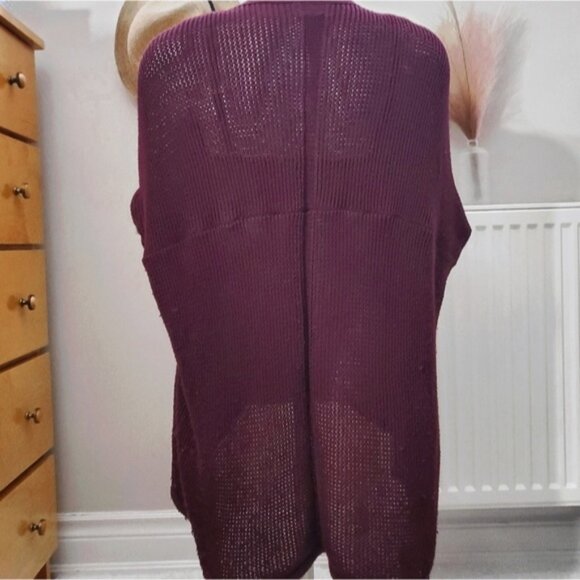 Maroon Knit Asymmetrical front flap oversized cardigan- S (Fits M too) - Picture 6 of 10